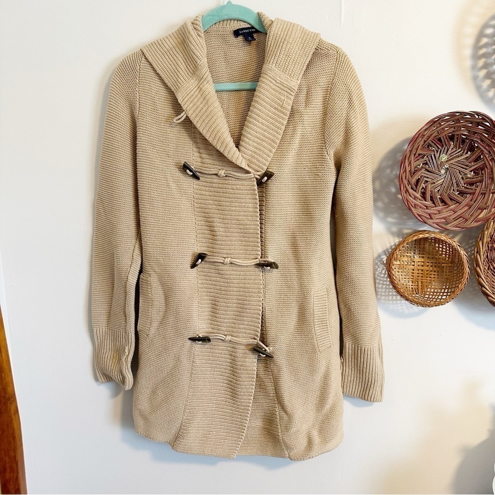Lands End 100% baumwolle hooded longline cardigan